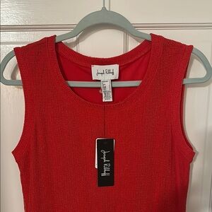 Joseph Ribkoff Vibrant Red Textured Tank dress